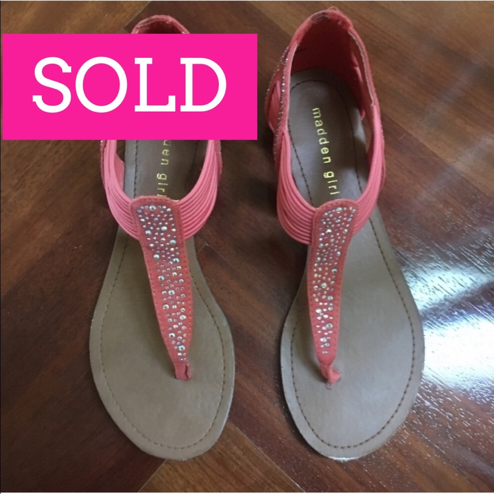 Coral Madden Girl Sandals with Rhinestones